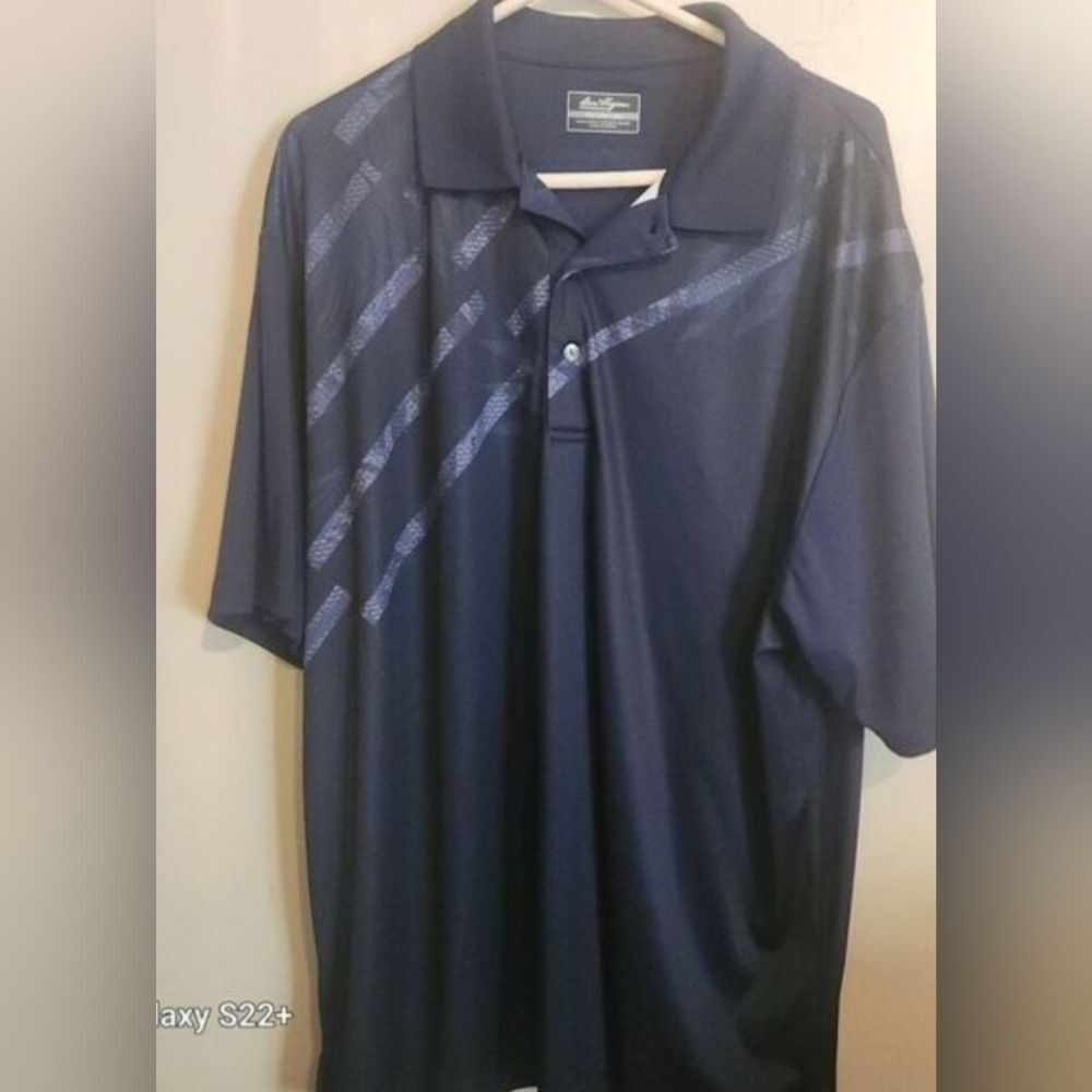 M54 Ben Hogan Men's Navy Polo Golf Shirt w Subtle Diagonal Blue Stripe